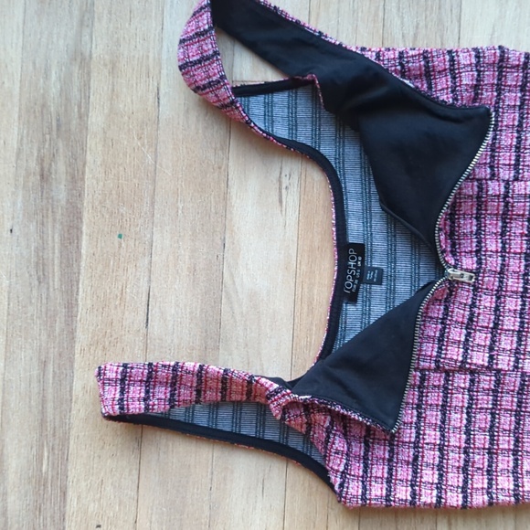 Topshop Women's Size 6 Pink and Black Textured Mini Dress - Picture 4 of 9